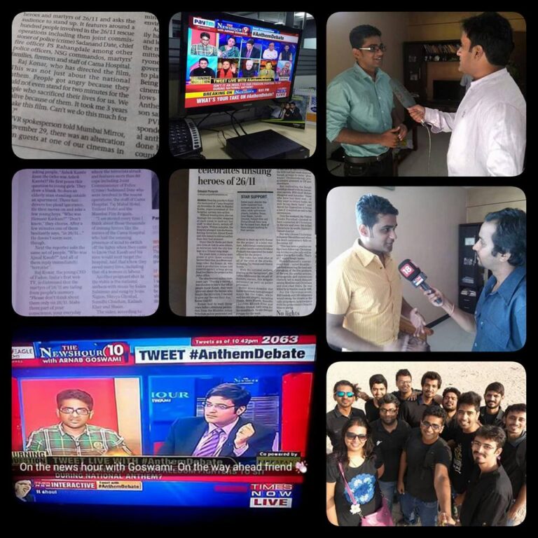 Raj Konar discussing with Media for National Anthem Project